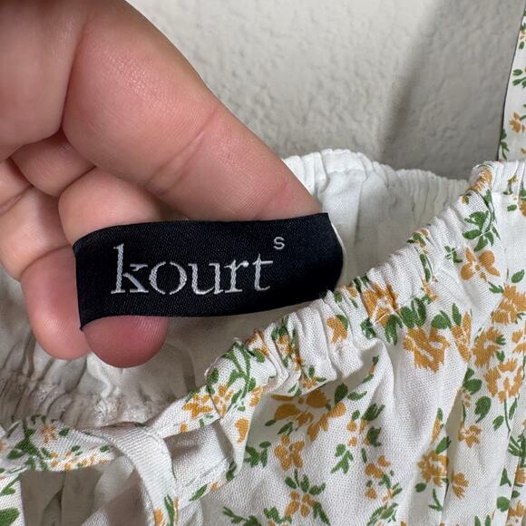 Kourt Size Small Hopely Mini Shift Dress White Green Floral Cotton Sleeveless - Picture 6 of 11